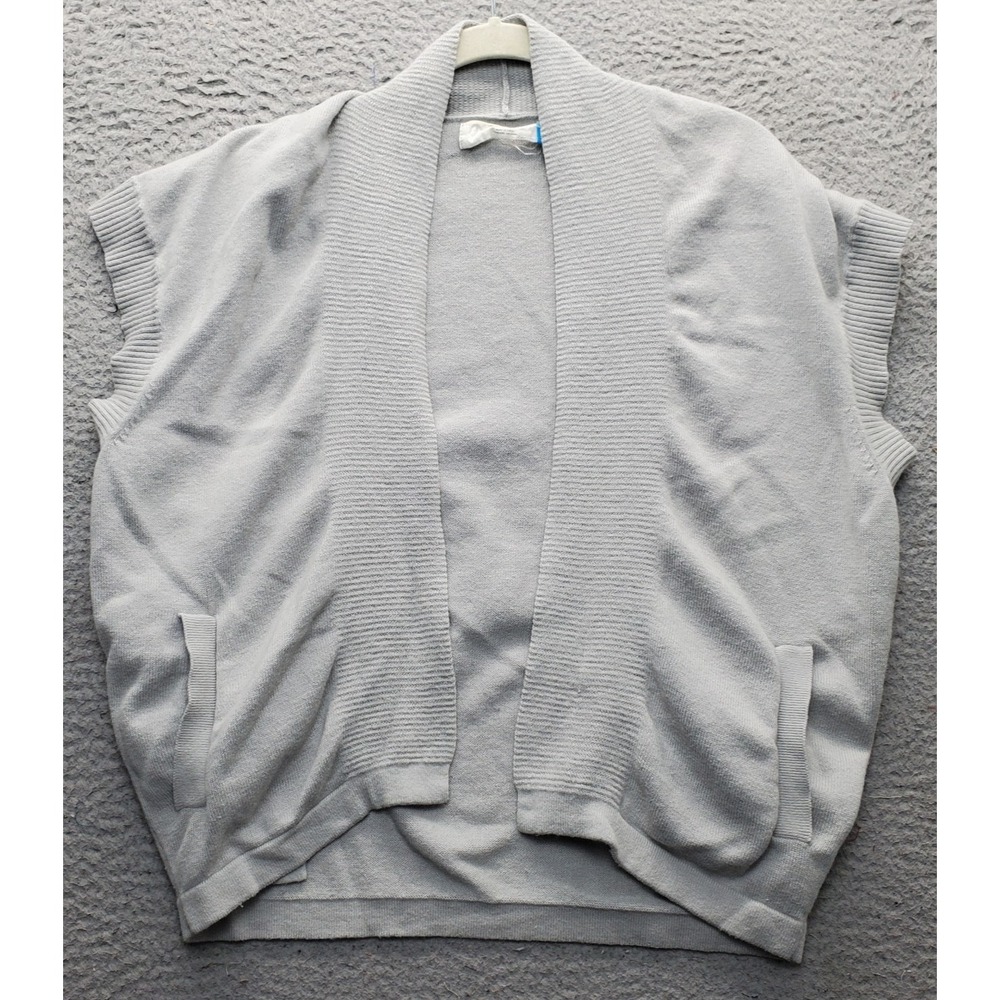 Sparrow Cardigan Sweater Womens XS Gray Knit Sleeveless Shawl Collar Open Front